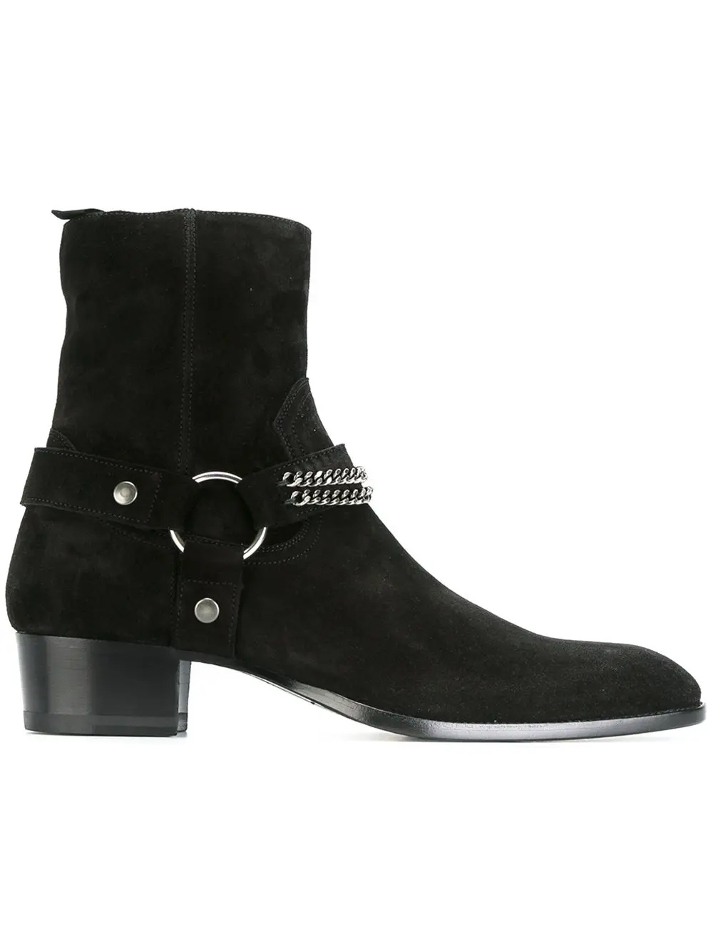 Fashion Design Suede Men Ankle Boots High Top Zip Chain Dress Shoes Black Man Basic Boots