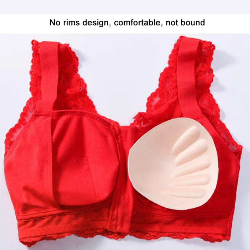 Silicone Breast Bra Mastectomy Bra Red Lace Pocket Bra 95C for Fake Breast Forms Prosthesis Cancer Women Artificial Boobs D30