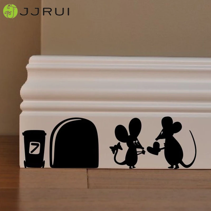 

Cute Mouse Amour Love Heart funny wall decal vinyl stickers Valentines decor PVC Home Kids Room Skirting Board Wall Art Sticker