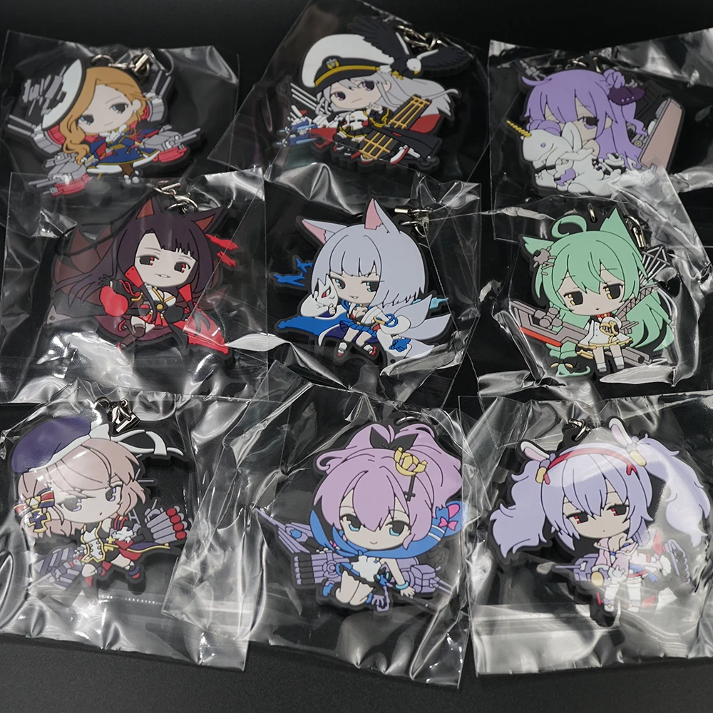 Azur Lane Anime Hood Enterprise Unicorn Akagi Kaga Akashi Z23 Javelin Laffey Rubber Anime Keychain