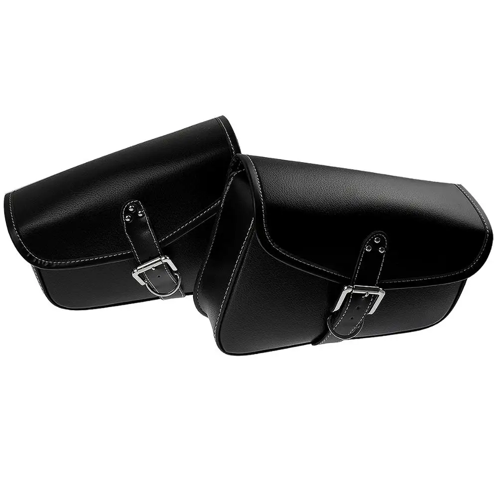 Black Motorcycle Saddle bags PU Leather Bag SaddleBags Side Tool Bags Left Right Sides For Harley Sportster 883 1200XL For Honda