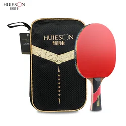 Huieson-raqueta de tenis de mesa de fibra de carbono Wenge, palo de raqueta de Ping Pong súper potente, 6 estrellas, granos pegajosos, goma