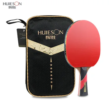 Huieson Wenge Carbon Fiber Blade 6-Sterne-Tischtennisschläger mit klebrigen Noppen aus Gummi, superstarker Ping-Pong-Schläger