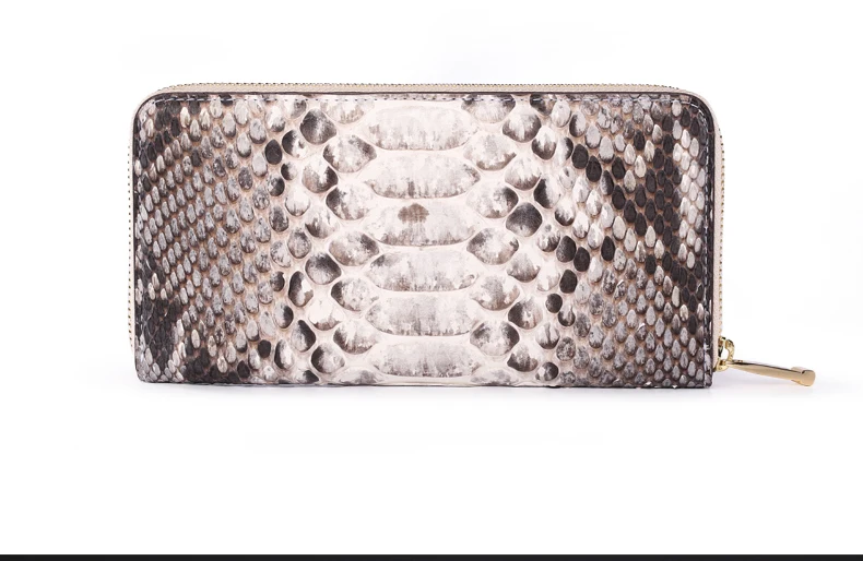 Top Quality 100% Genuine/Real python skin leather long size wallets and purse Men/Women zipper closure coin pocket card holder