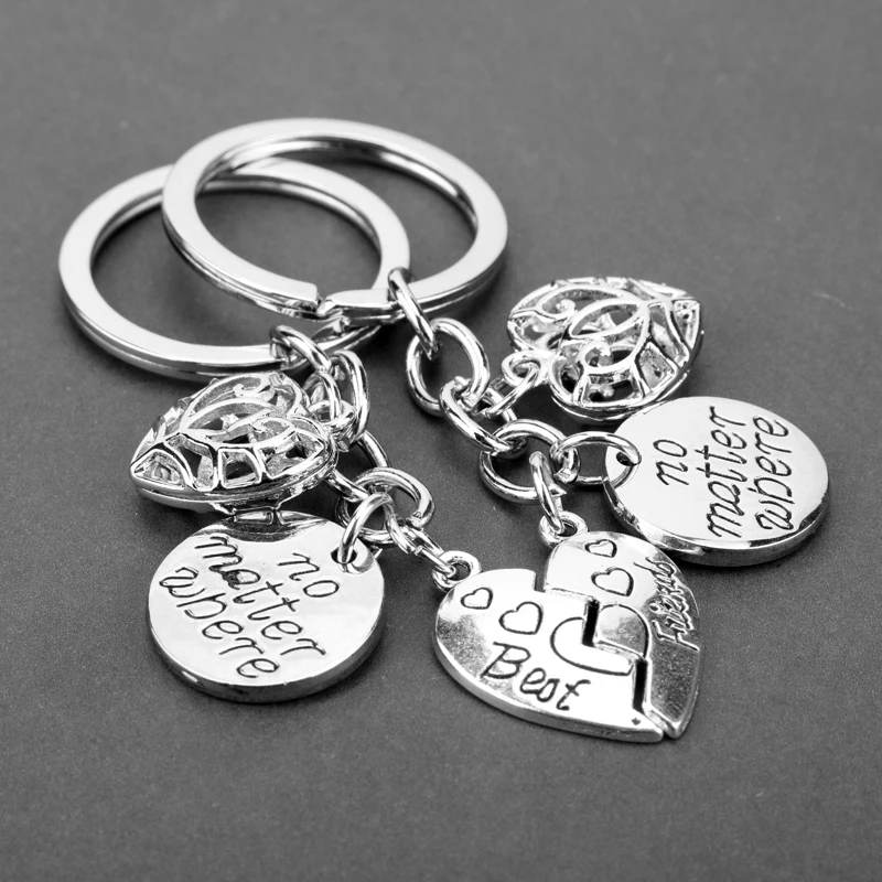 1pair Pendants Key Chain No Matter Where Best Friends High Quality Friendship Keychains Creative Charm Heart Key Ring Pendant