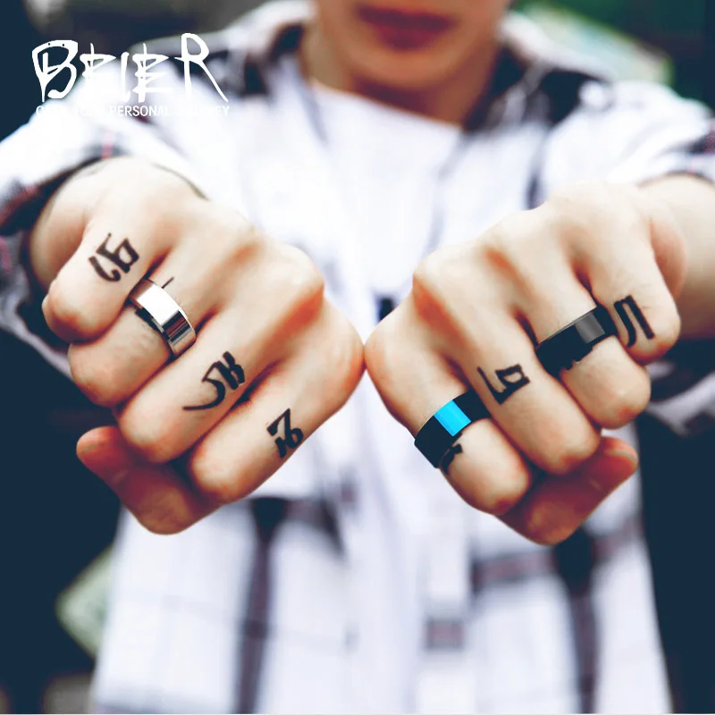 BEIER Silver Color Stainless Steel Hip hop Men ring High Polished Black Gold color Titanium Ring Fashion jewelry BR-R006