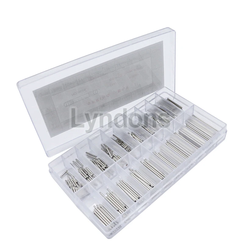 BD-9028 400pcs/box Stainless Steel Watch Buckle Link Pin Box 1.2mm 8mm~27mm Watchband Watch Bracelet knurled Pins Parts