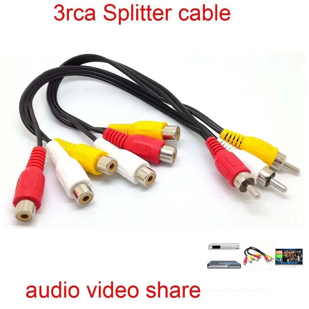 3RCA Male Jack to 6RCA Female Plug Splitter Audio Video AV TV DVD Adapter Cable new