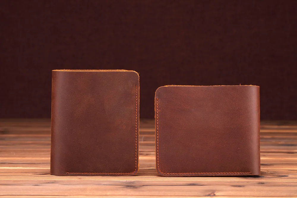 Crazy Horse Leather Men Wallets Retro Handmade Small Purse Top Cow Crazy Horse Leather Men Wallets Retro Handmade Small Purse Top Cow