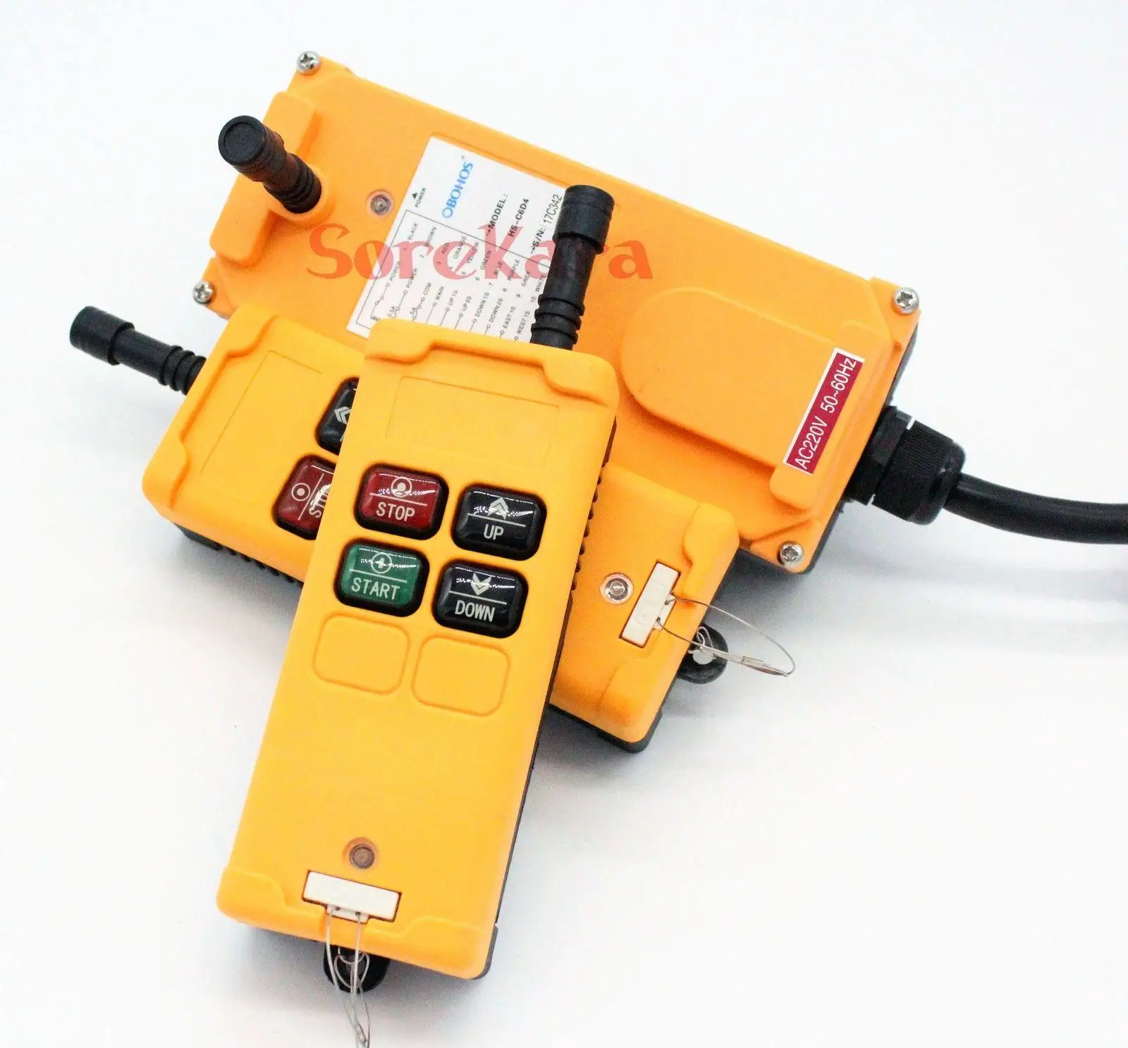 

12/24/36/48/110/220/380/415V 1 Speed 4 Channels 2 Transmitters Hoist Crane Truck Radio Remote System Controller