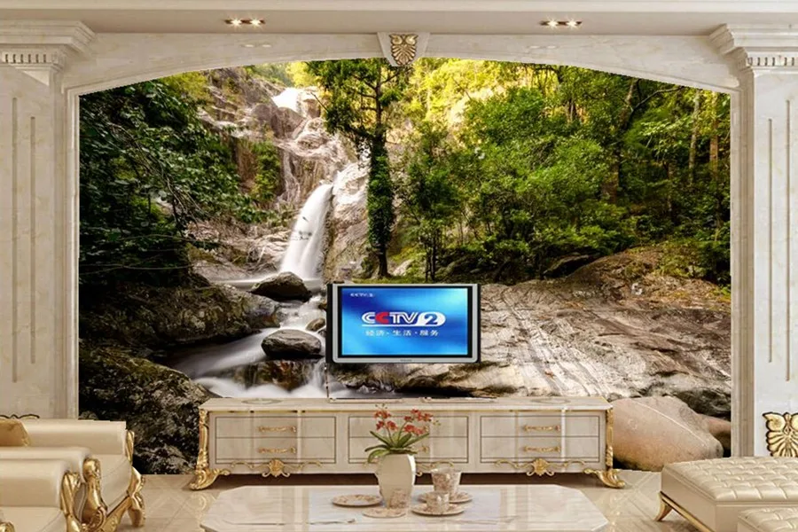 

Custom wall murals nature,A waterfall in the jungle papel de parede,living room TV sofa wall bedroom wallpaper for walls 3d