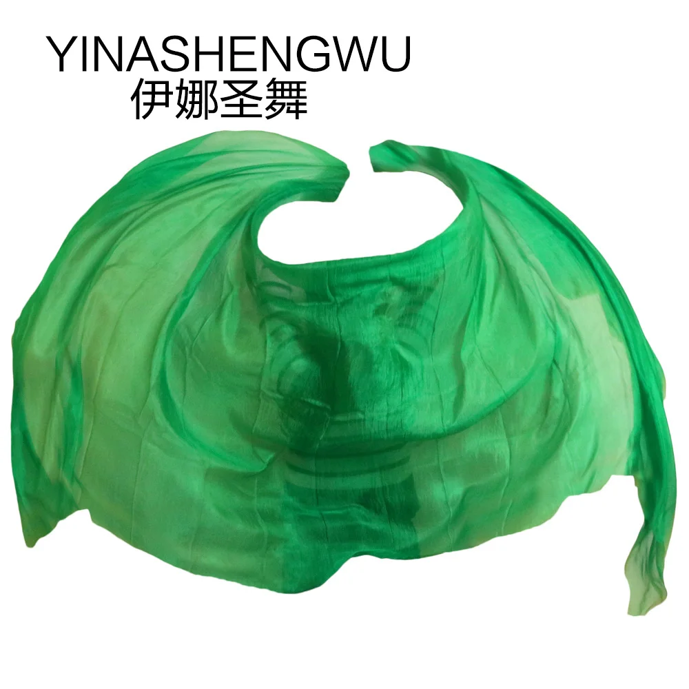 High Quality Dance veils Handmade Natural Silk Belly Dance Veils  Dance Props Silk Veils Pure green Color