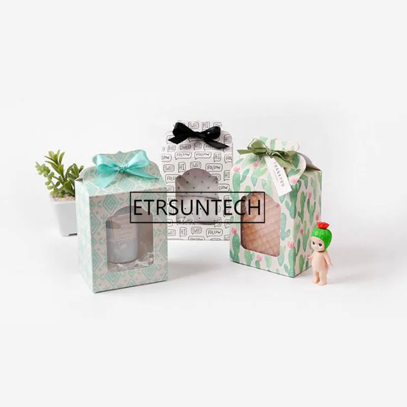 Cute Cactus Paper Box Wedding Favor Party Decoration Cookie Candy Chocolate Macaron Honey Jam Jar Packaging Box Gift Boxes