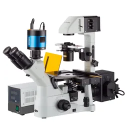 AmScope 40X-1500X Inverted Phase-Contrast + Fluorescence Microscope with 6MP Extreme Low-light Camera IN480TC-FL-MF603