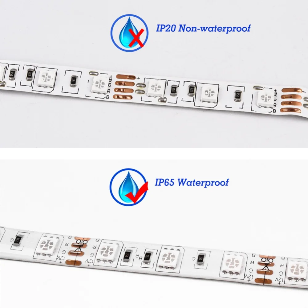 DC 12V LED Strip Light Tape Flexible Diode Ribbon SMD 5050 2835 RGB 24Key 44Key Power Remote Waterproof Lighting 1M 2M 3M 4M 5M