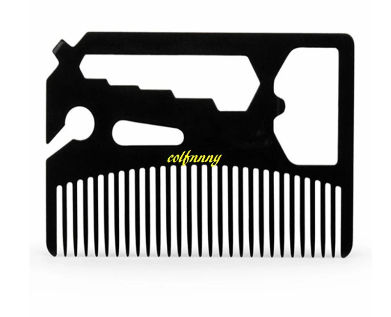 100pcs/lot FAST SHIPPING Multifunction credit card opener Stainless Steel Bottle Openers Beard Comb beer openers