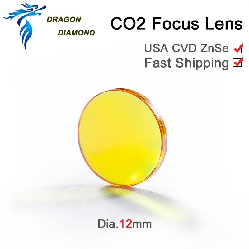 Original USA ZnSe Co2 Laser Lens Dia.12mm Focus Length 38.1 50.8 63.5 76.2 101.6mm For Co2 Laser Cutting Engraving Machine