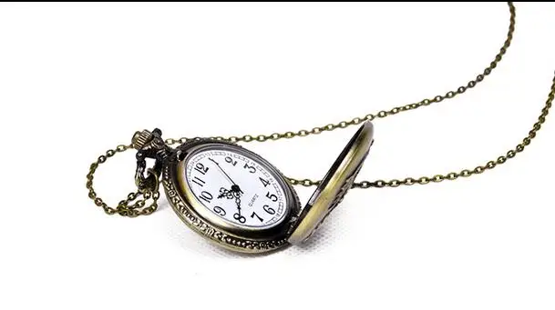 Vintage Bronze black One piece mens steampunk Necklace pocket watches gift POL568