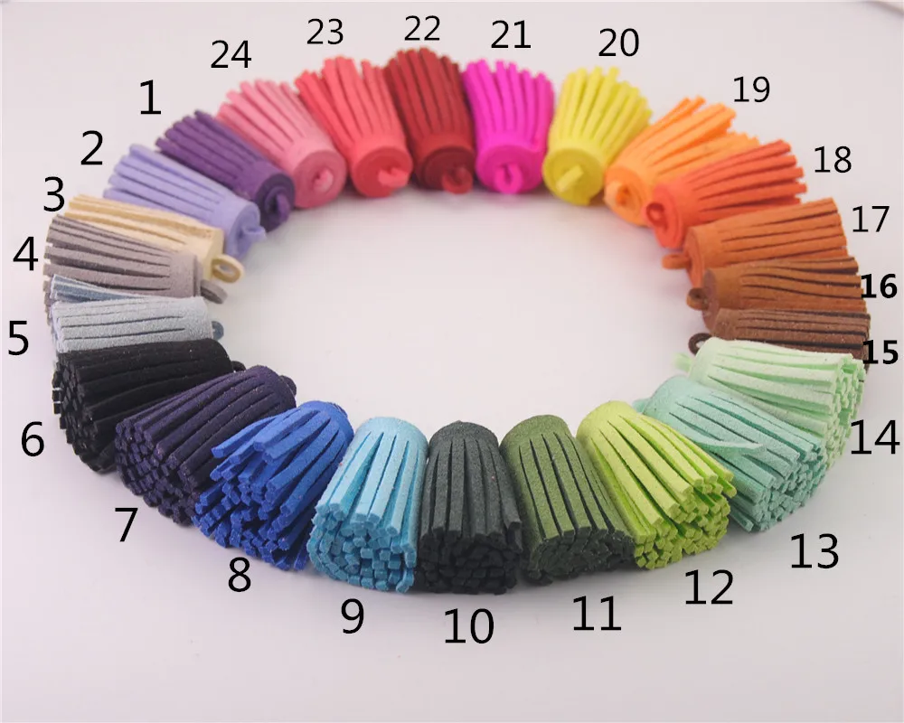 10pcs/lot 19colors Faux Suede Tassel Charm Pendant DIY Necklace Bracelet Bangle Findings Jewelry Accessories