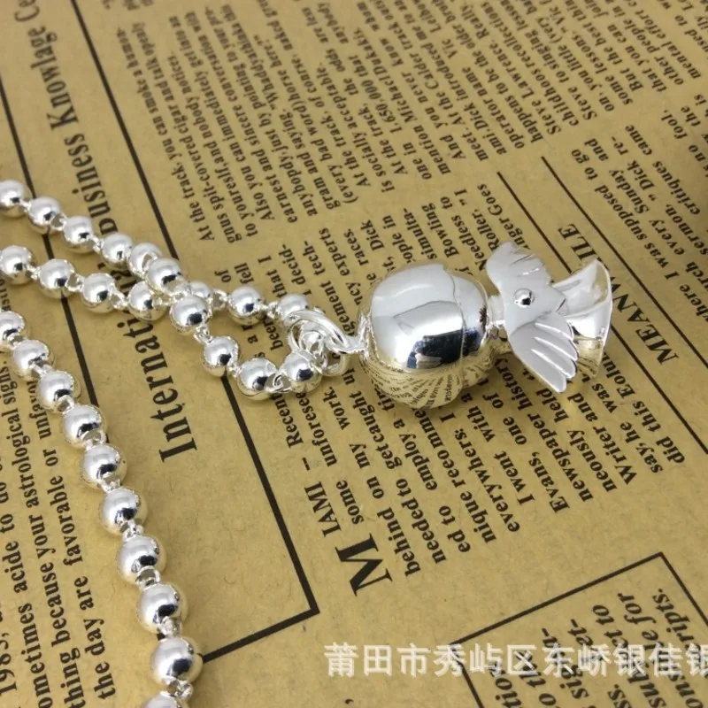 S990 sterling silver necklace female angel lock pendant Japan and South Korea short clavicle fashion accessories