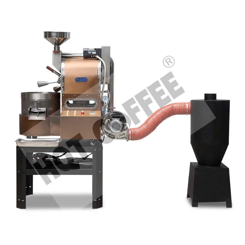 1.2kg 、3KGCoffee fire Roaster with Fire adjust roller dust drawer air cooling  professional coffee gas roaster  with Dust Bucker