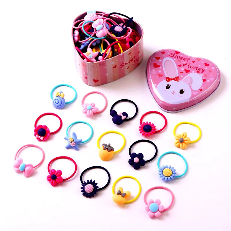 20pcs High Quality Hairwear Cartoon Baby Girl Elastic Hair Bands Ponytail Holder Hair Rope Kids Rubber Hair Bands Accessories