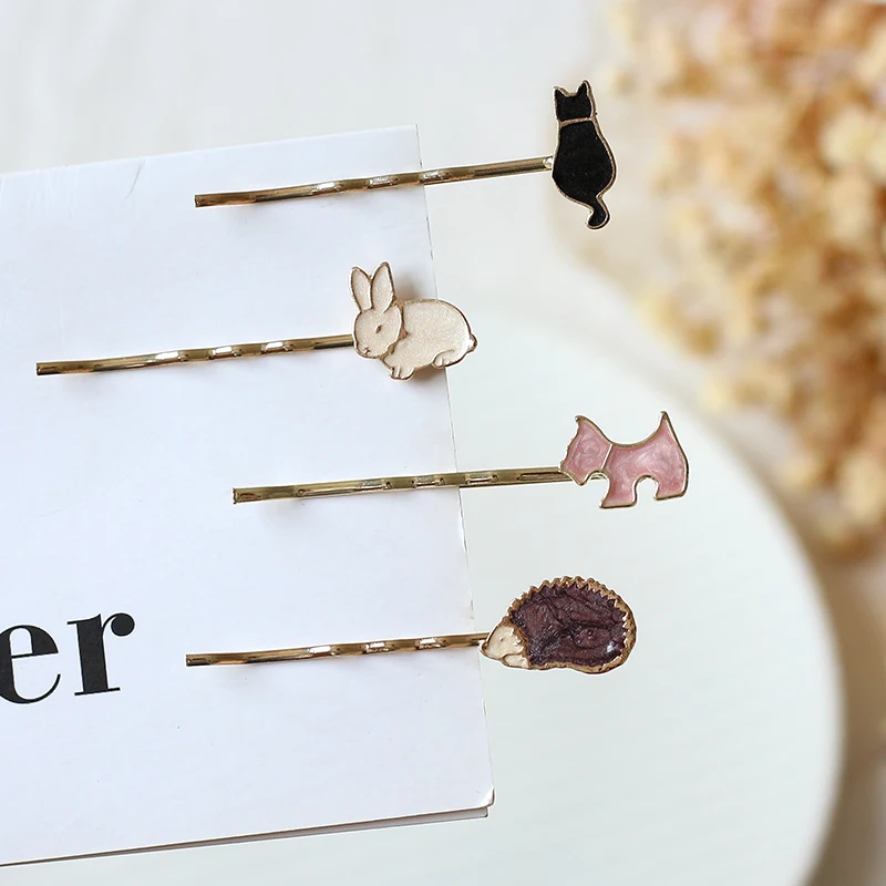 2pcs/Set Korean Top Women Girls Pearl Metal Hair Clips Heart Star Cat Bobby Pin Barrette Hairpin Headdress Hair Accessories