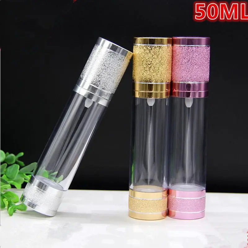 50ml Epty Airless Pump Cosmetic Lotion Cream Bottles 50g Gold Vacuum Metal Containers Pump,Travel Cream Aluminum Bottle