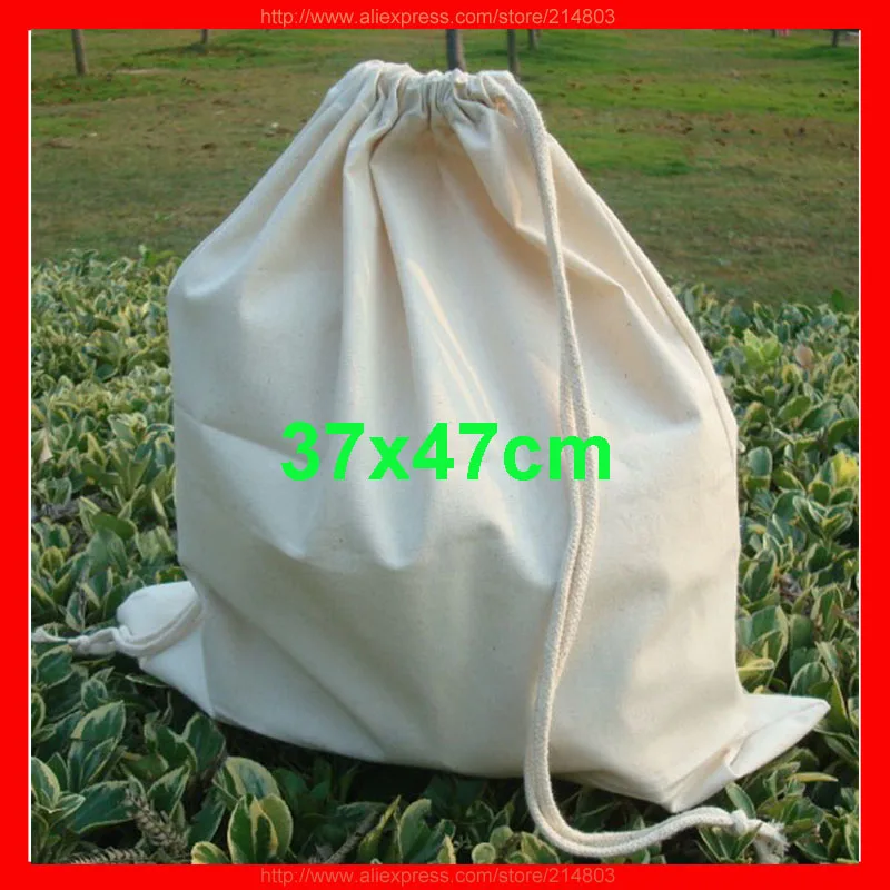 (100pcs/lot) size 37x47cm wholesale large drawstring cotton bags