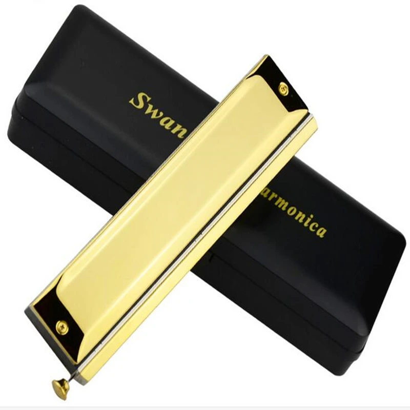 

Swan Chromatic Harmonica, 16 Hole, 64 Tone, Golden, Cromatica, Professional Harp, 1664