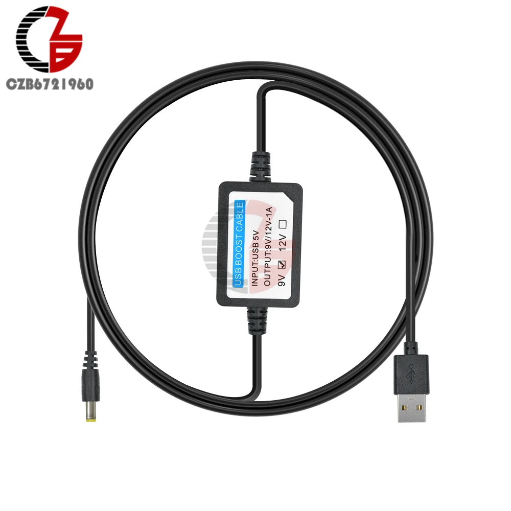 1.3M USB Power Boost Cable Line DC-DC 5V to 9V 12V 1A Step Up Booster Converter Adapter Connector USB DC Cord Plug 5.5 x 2.1mm