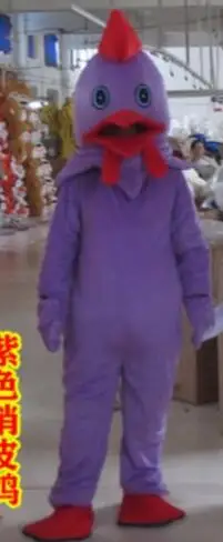 

New Adult Cute Purple Funny Chicken Party Mascot Costume Christmas Fancy Dress Halloween Mascot Costume Free Ship