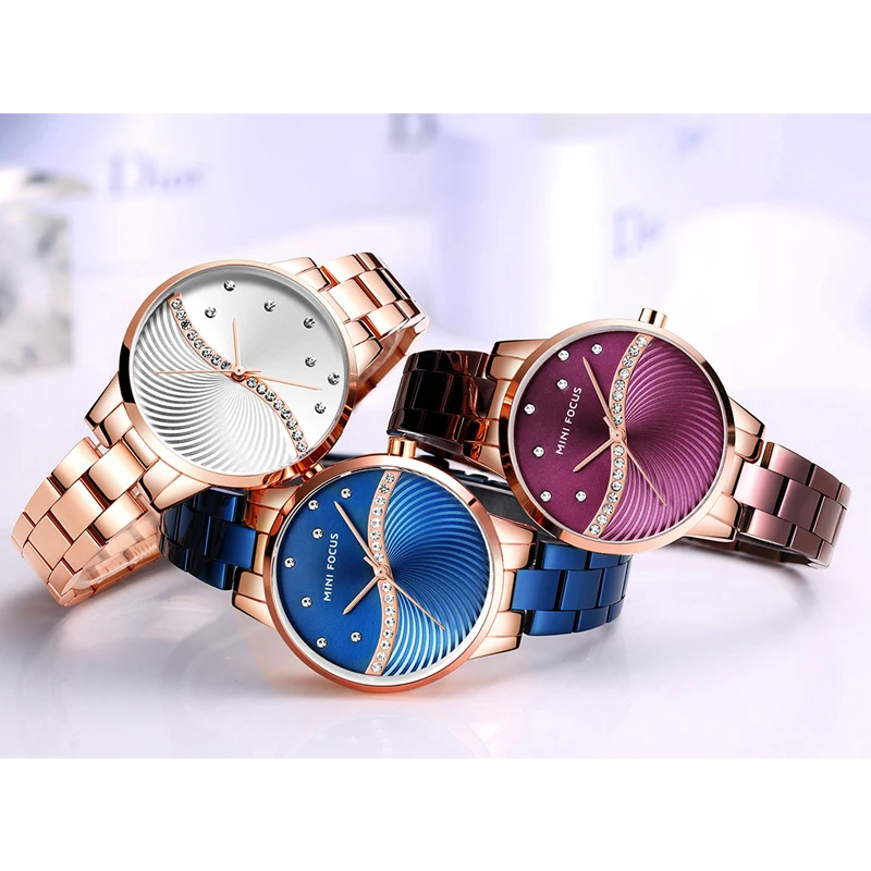 MINI FOCUS Womens Watches Top Brand Luxury Ladies Ultra Thin Watch Stainless Steel Waterproof Clock Quartz Wristwatch Woman 0263