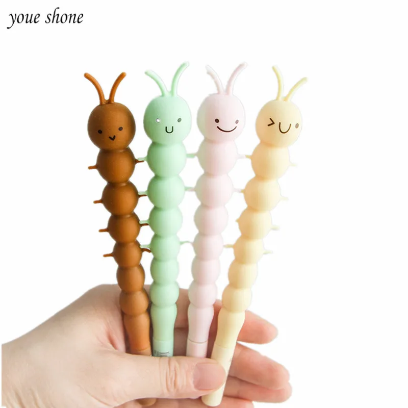 

1PCS Gel Pen Korean Cute Caterpillar Modeling Gel Pen 0.5mm Black Needle Pen Changeable Refills Pens For Office School Gifts