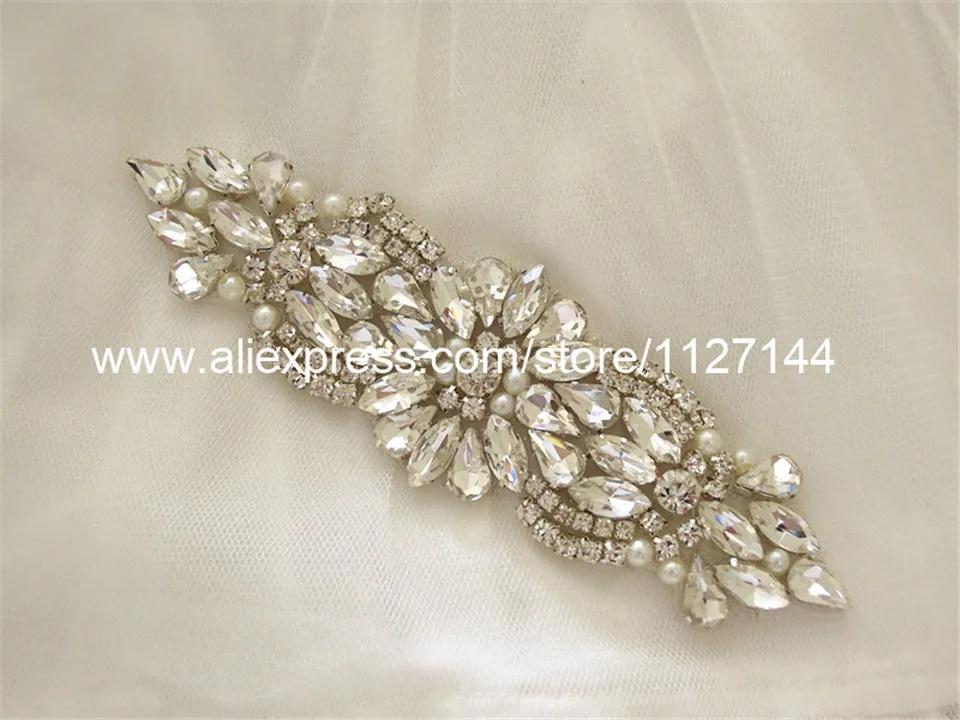 Imagem -05 - Apliques em Strass Costura Prata Transparente Aplique Ferro em para Vestidos de Casamento Faça Você Mesmo Faixa Wdd0607 30 Peças