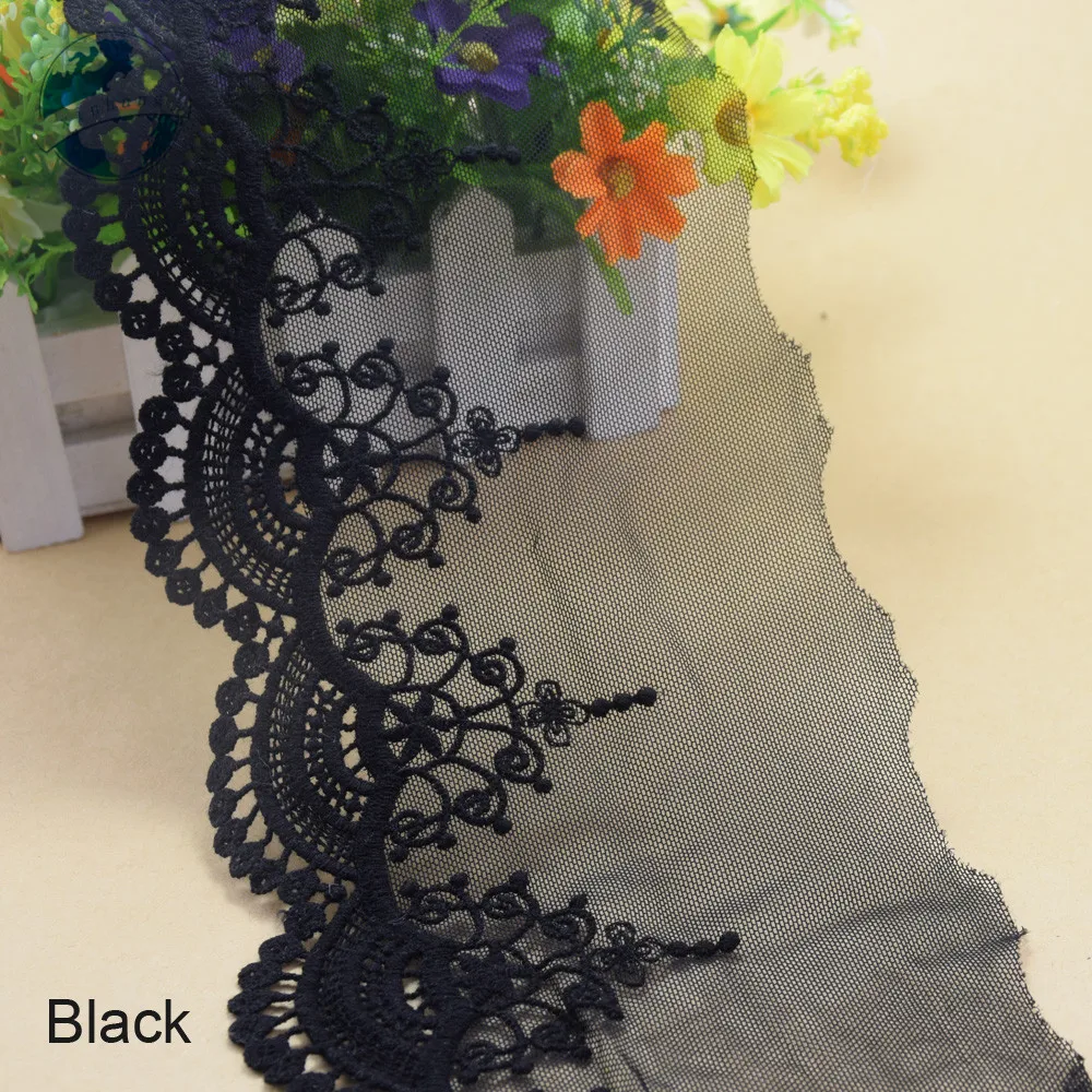 12cm Wide White Lace Embroid Sewing Ribbon Guipure African Lace Fabric Trim Warp Knitting DIY Garment Wedding Accessories#2636