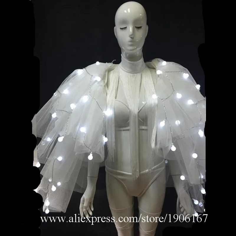 Led Luminous Sexy Lady Party Ballet Dress Led Lighting Stage Performance Bikini Dance Props Led Light Up Halloween Cloak W