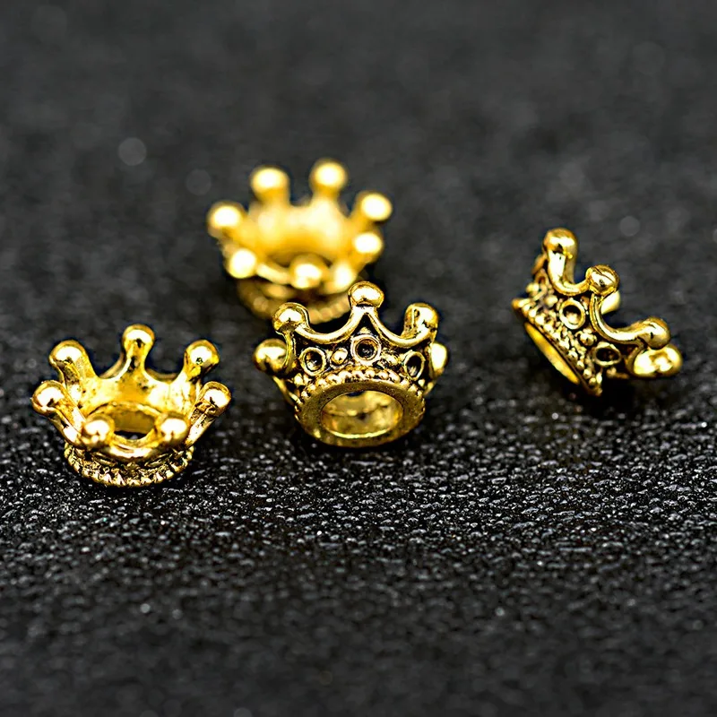 Gold Color Imperial Crown Beads For Jewelry Making Bracelet Charms Loose Spacer Bead Pendant Findings Accessories