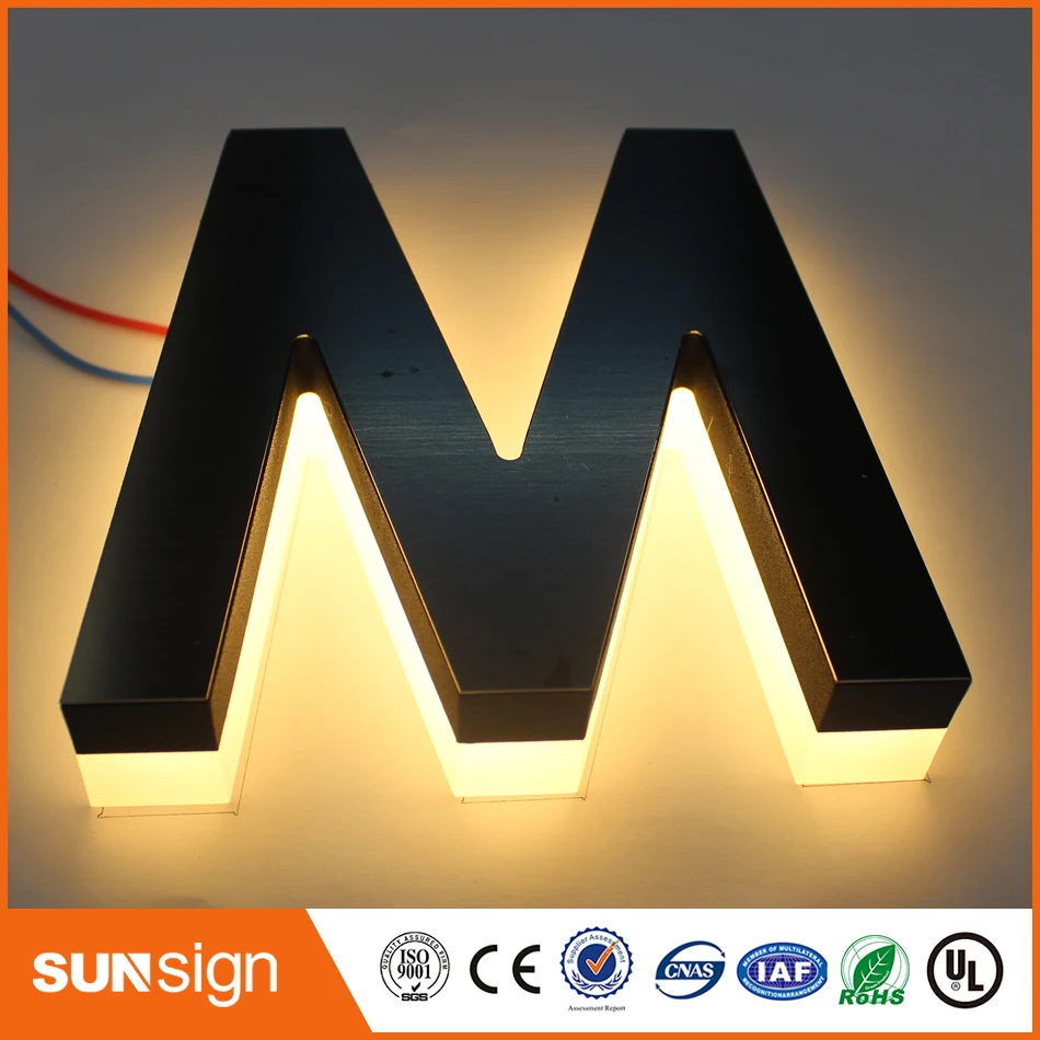 Stainless steel warm white led back lighting advertising letters