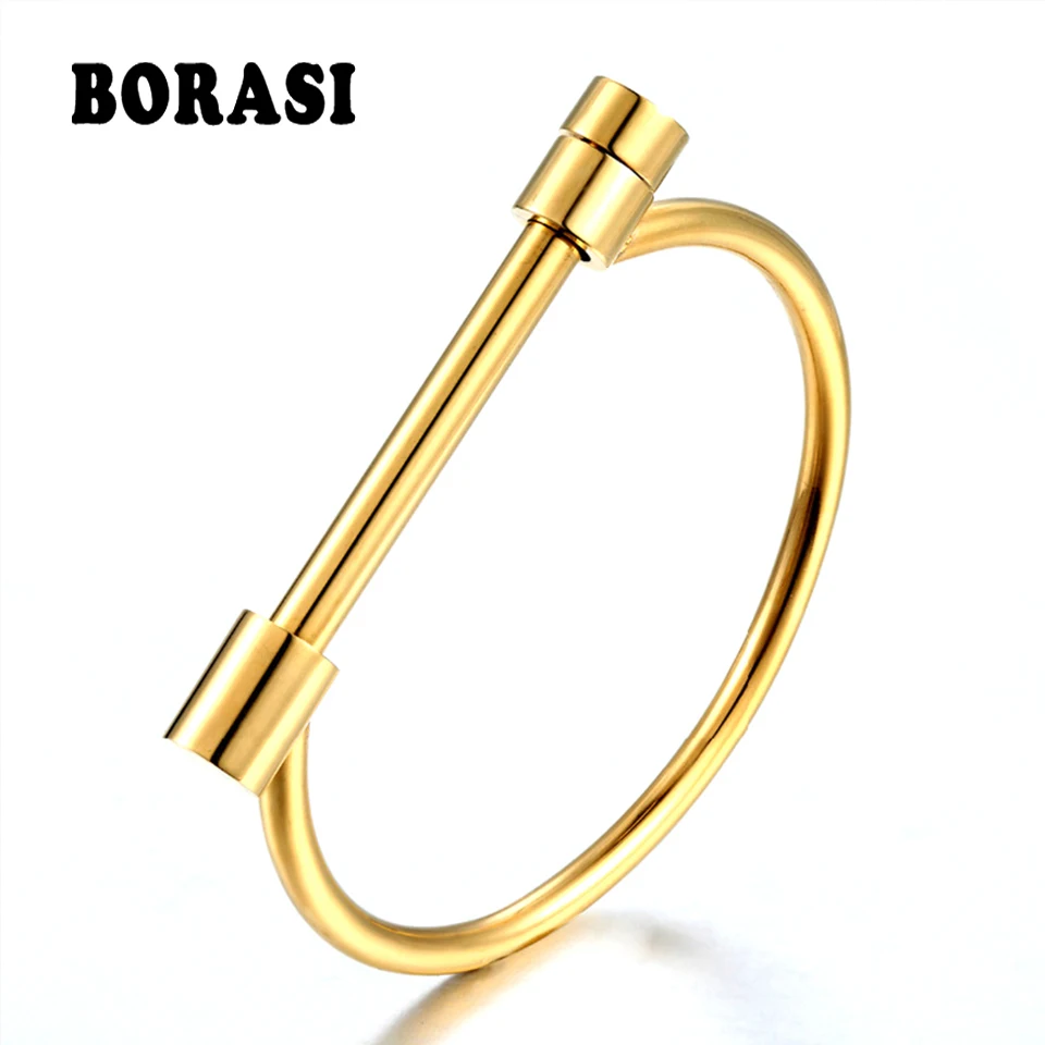 Fashion Luxury Famous Brand Jewelry Love Screw Cuff Bracelet For Women Gold Color Stainless Steel Bracelets & Bangles Wholesale