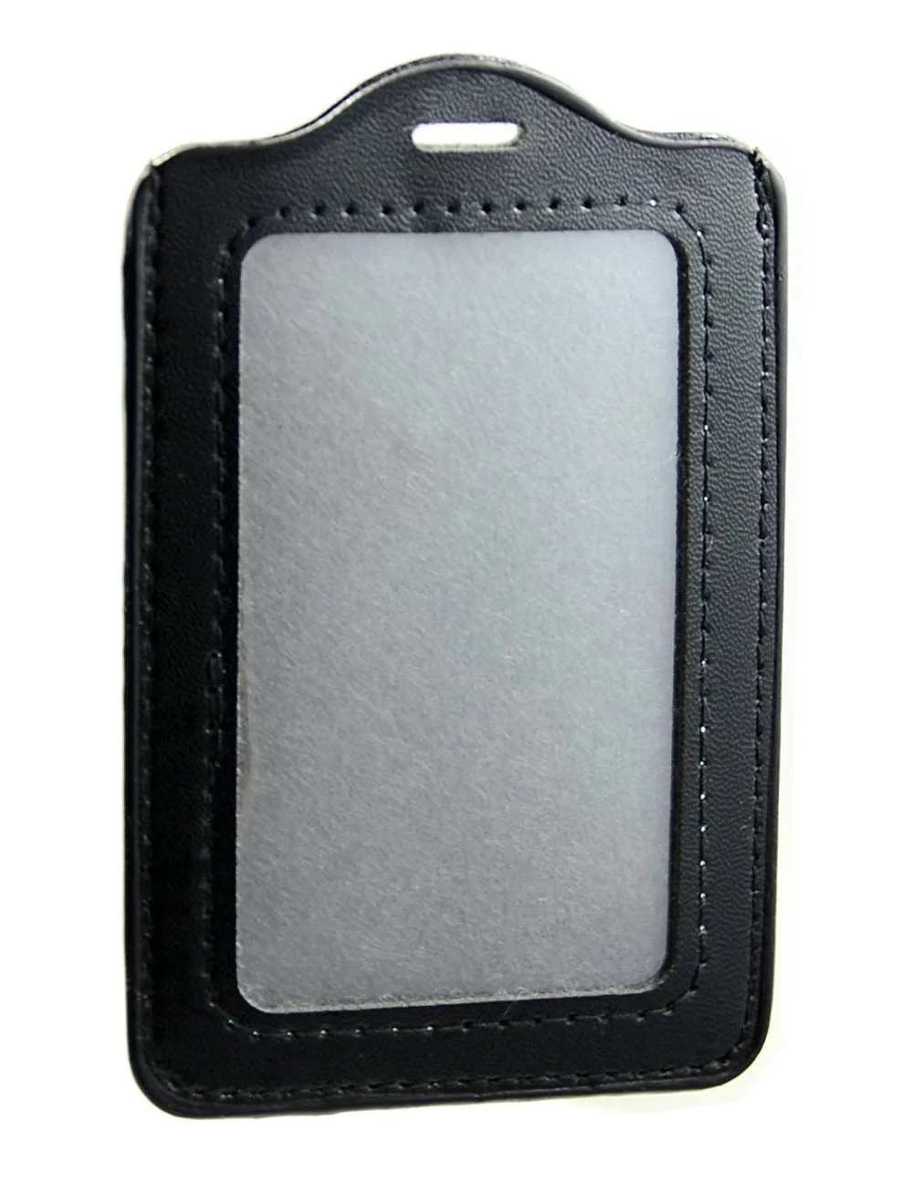 

One-Sided Vertical Style PU Leather Badge Holder Case 12pcs - Black