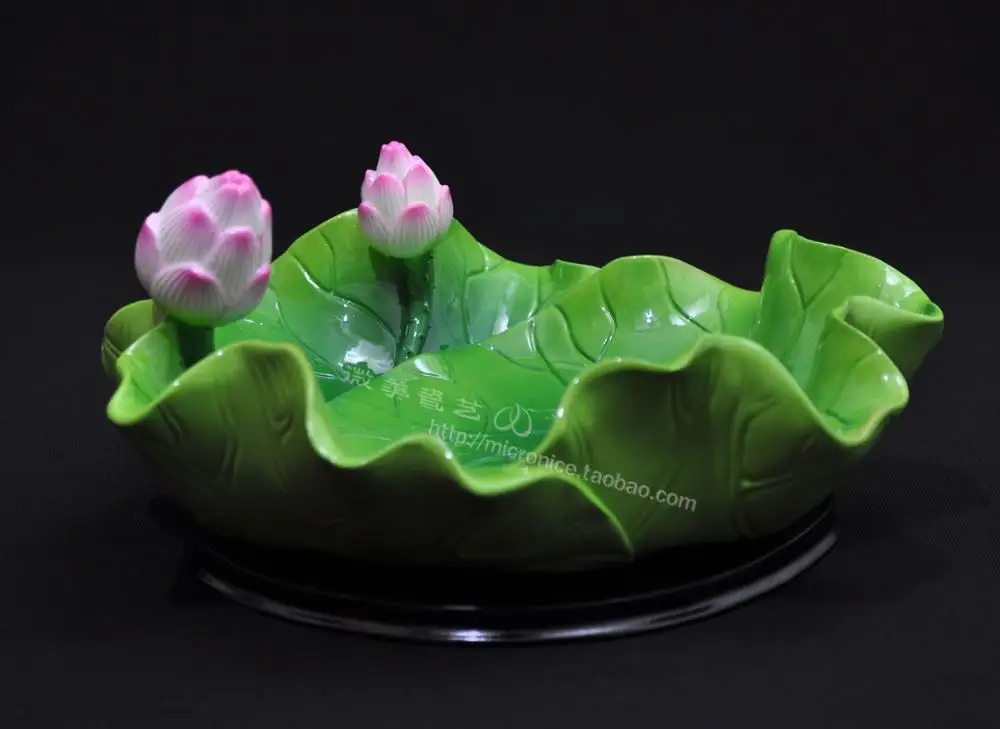 9.5 inch full-color double lotus three for lotus fruit for the plate for the Buddha Temple Buddha porcelain water supplies fruit