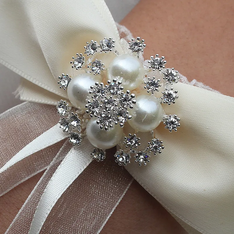 

10pcs/lot Butterfly Artificial Bridal Marriage Crystal Wedding Wrist Flowers Hand Flower for wedding Decoration