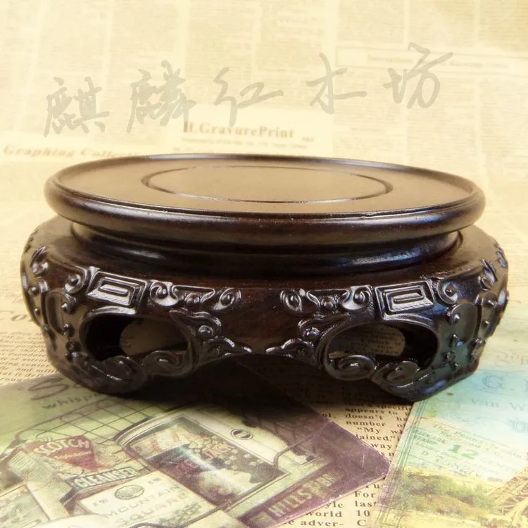 Kylin rosewood handicraft stone jade agate jade flower head small circular base saucer beautiful value