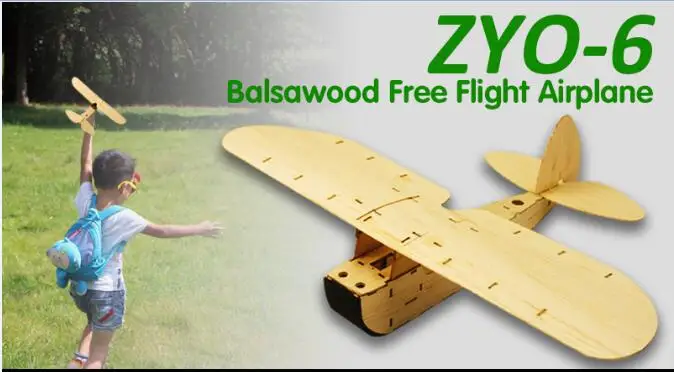 Balsawood Free Flight Airplane ZYO-6 modello di aereo in legno regalo di natale per ragazzi