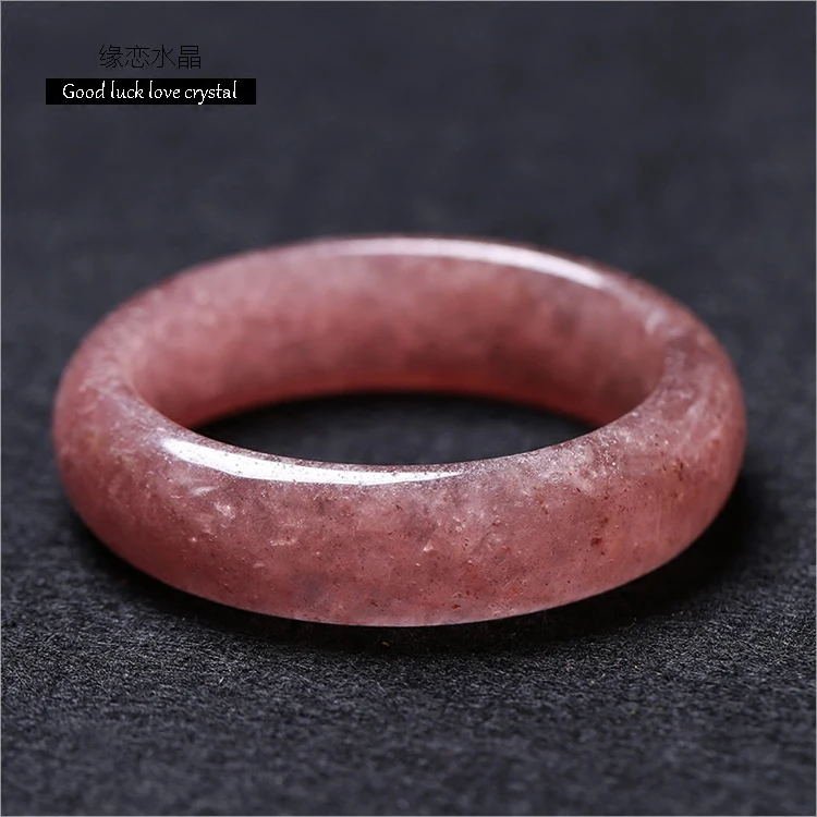 Natural crystal crystal bracelet bracelet female strawberry powder for widening and thickening recruit Peach crystal jewelry for