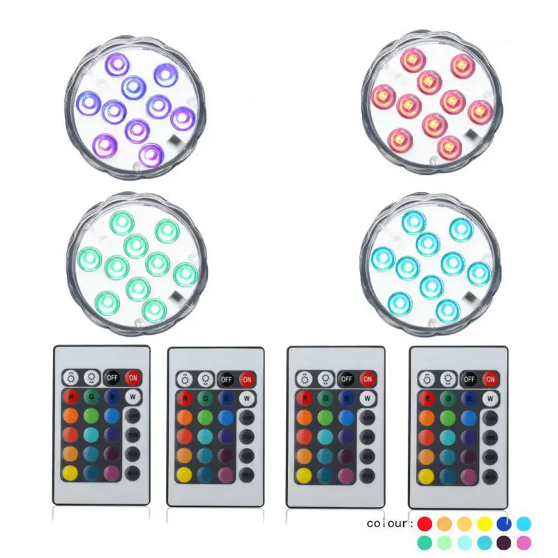 1pc*LED Multicolor Color Submersible Waterproof Wedding party vase base light with 24keys remote control for hookh
