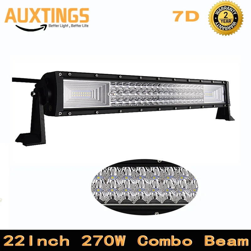 7D 22inch 270W Led Light bar Triple Row Combo Offroad Light Driving Lamp for Truck SUV ATV CAR TRACTOR Work Light