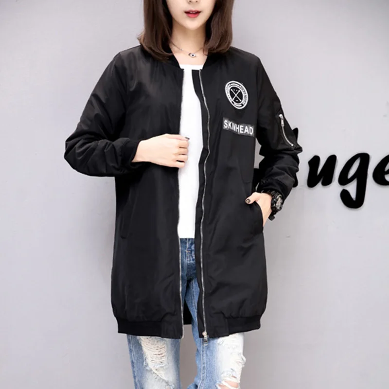 

Spring and Autumn new long section of large size women loose casual windbreaker jacket waterproof windproof (100kg can wear)