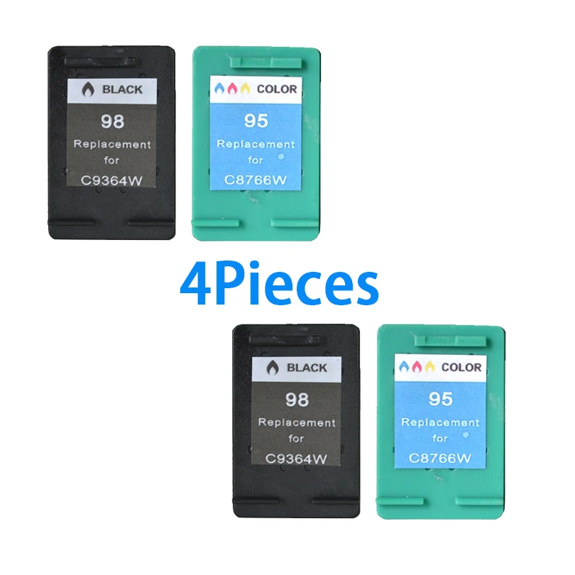 4Pcs 95 98 Remanufactured Ink Cartridge C9364W C8766W for HP Photosmart C4183 C4188 2570 Deskjet 5940 D4145 D4155 printer